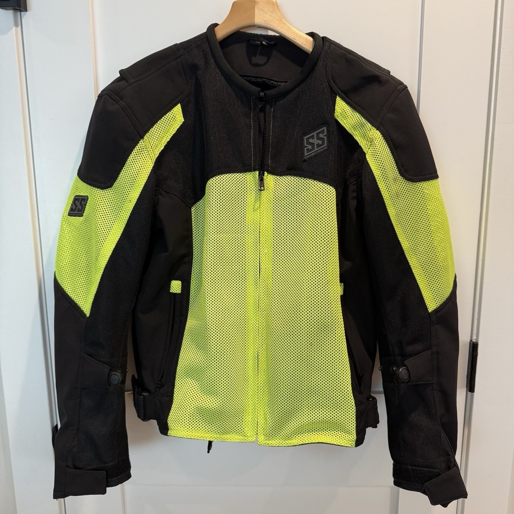 Speed and Strength Men's Motorcycle Riding Jacket Black Neon Yellow M